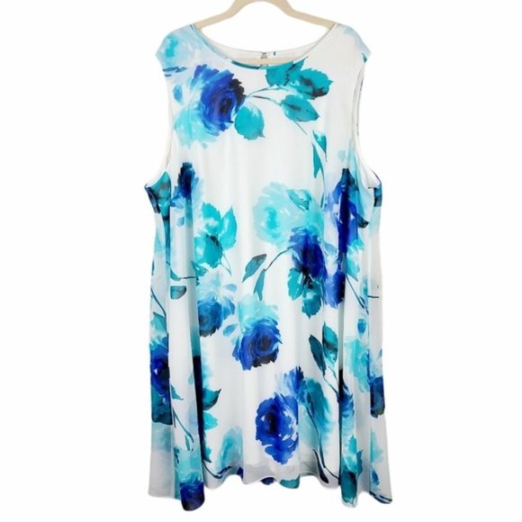 Calvin Klein Dresses & Skirts - Calvin Klein Blue & White Floral Chiffon Dress
